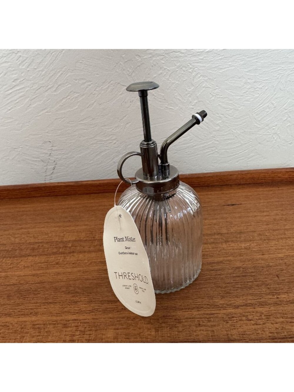 Threshold Ribbed Glass Plant Mister - Clear Glass with Black Metal Pump - NWT